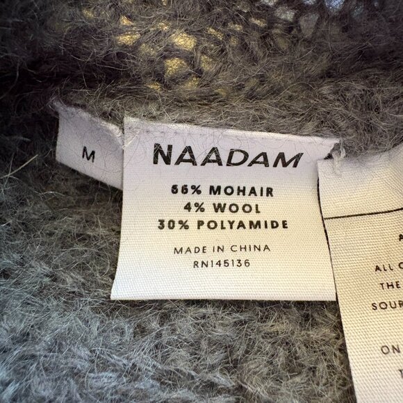 NAADAM Umbriel Turtleneck Sweater gray size M medium mohair wool tie sleeve - Picture 10 of 12